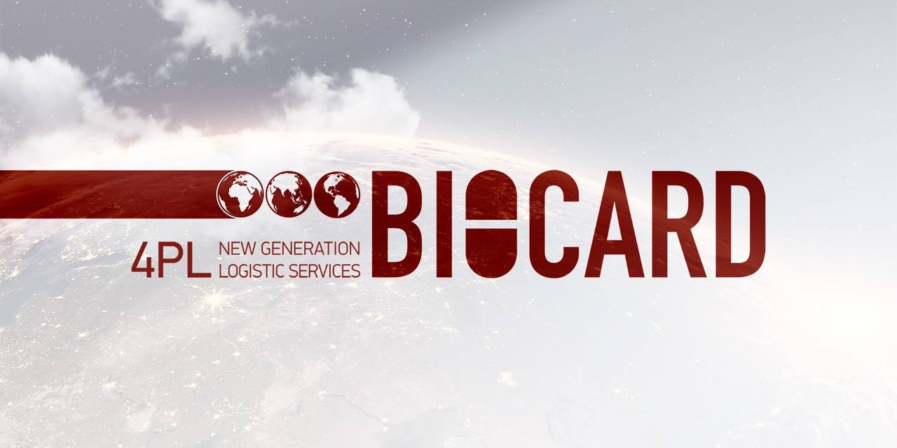 Баннер с логотипом Biocard. Организуем перевозки термозависимых грузов с соблюдением температурного режима по РФ и миру
