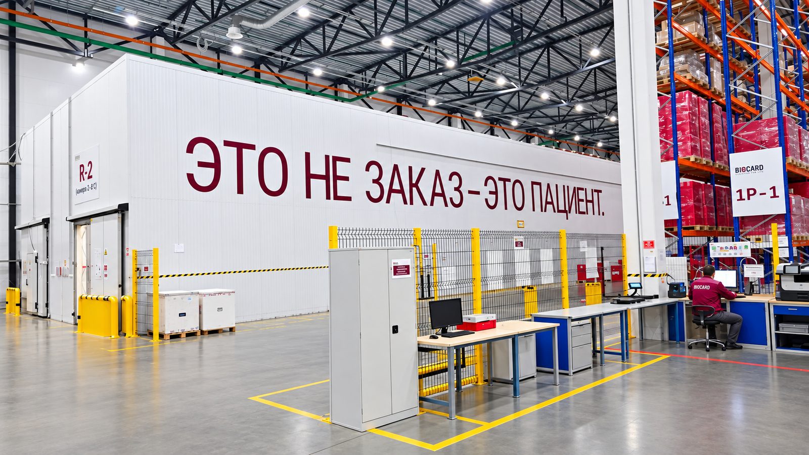 Надпись на складе BIOCARD: «Это не заказ — это пациент»